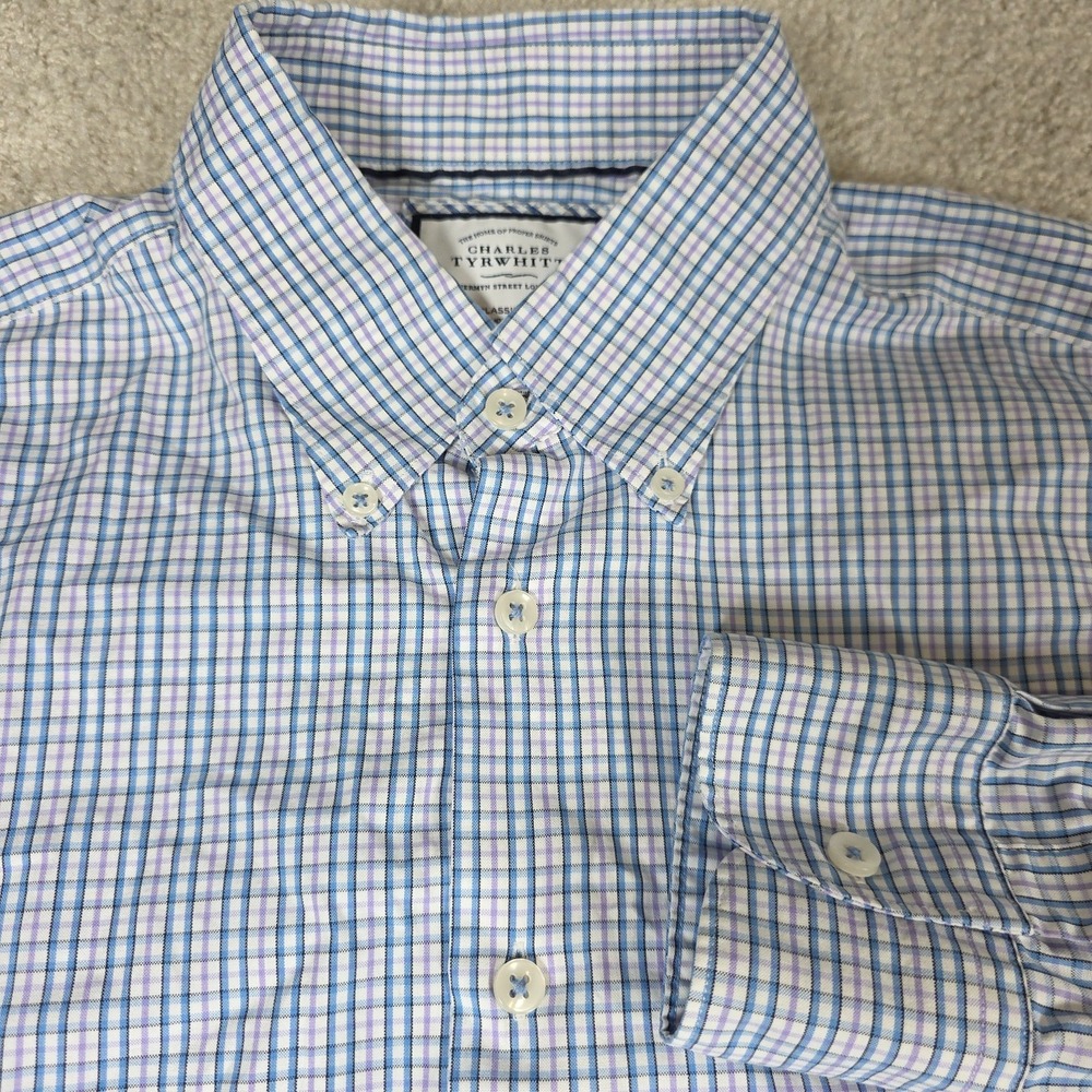 Charles Tyrwhitt Dress Shirt Mens‎ 17/36 Blue Check Classic Fit Button Down